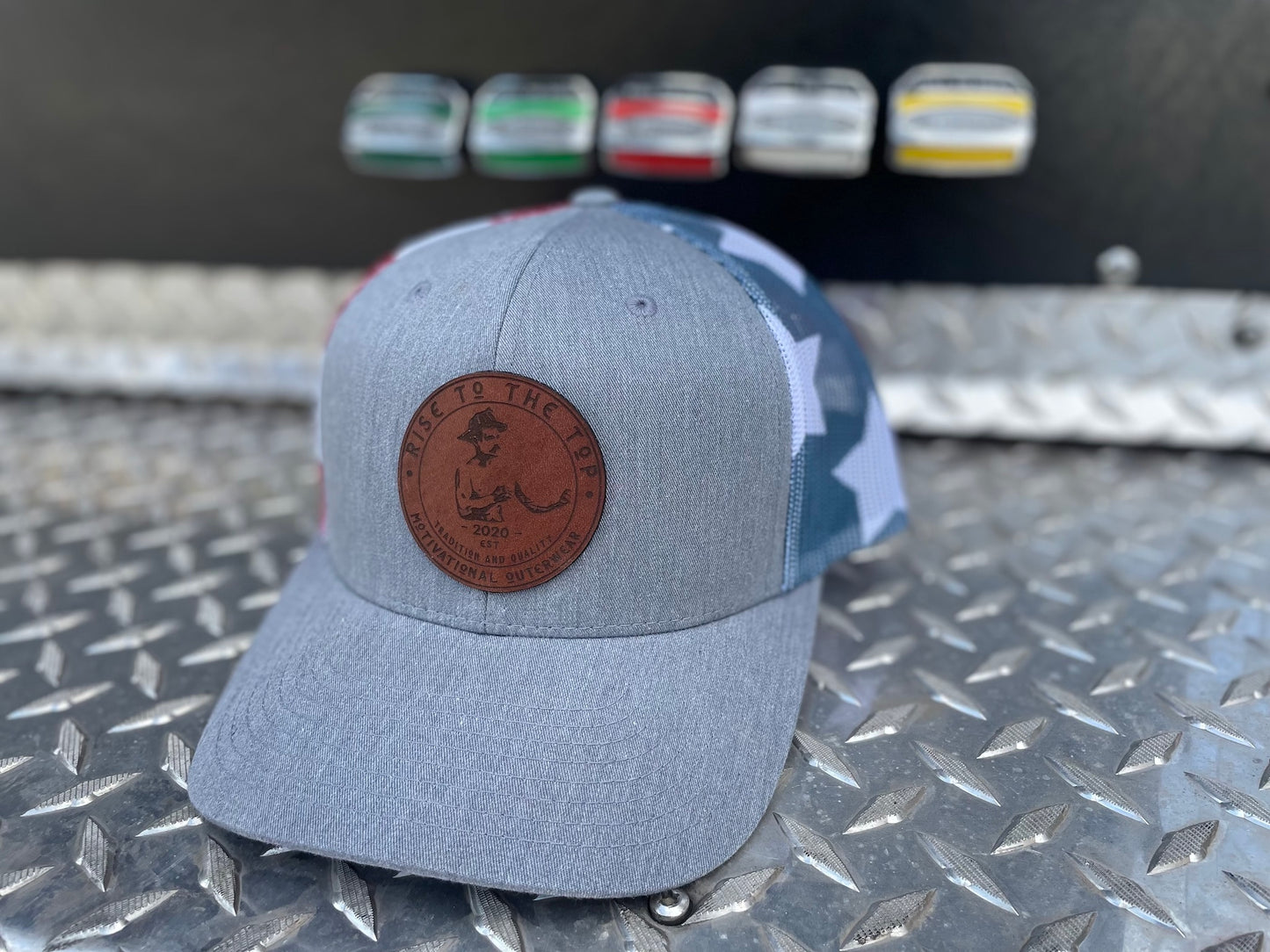 Stars and Stripes Trucker Hat with Leather Patch