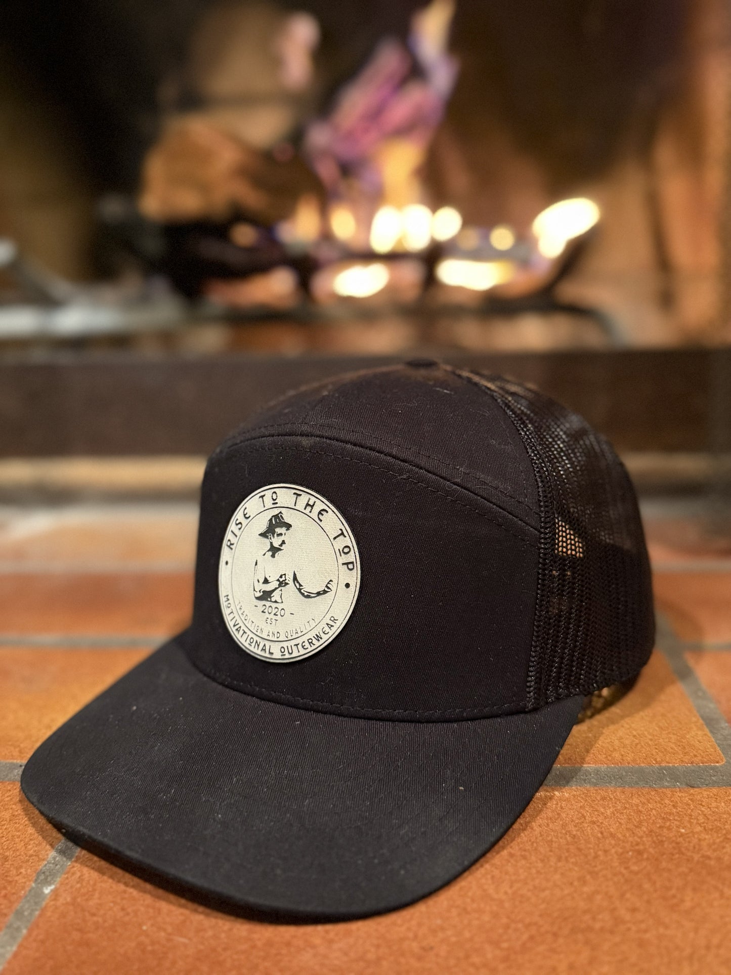 7 Panel Trucker Hat with Leather Patch