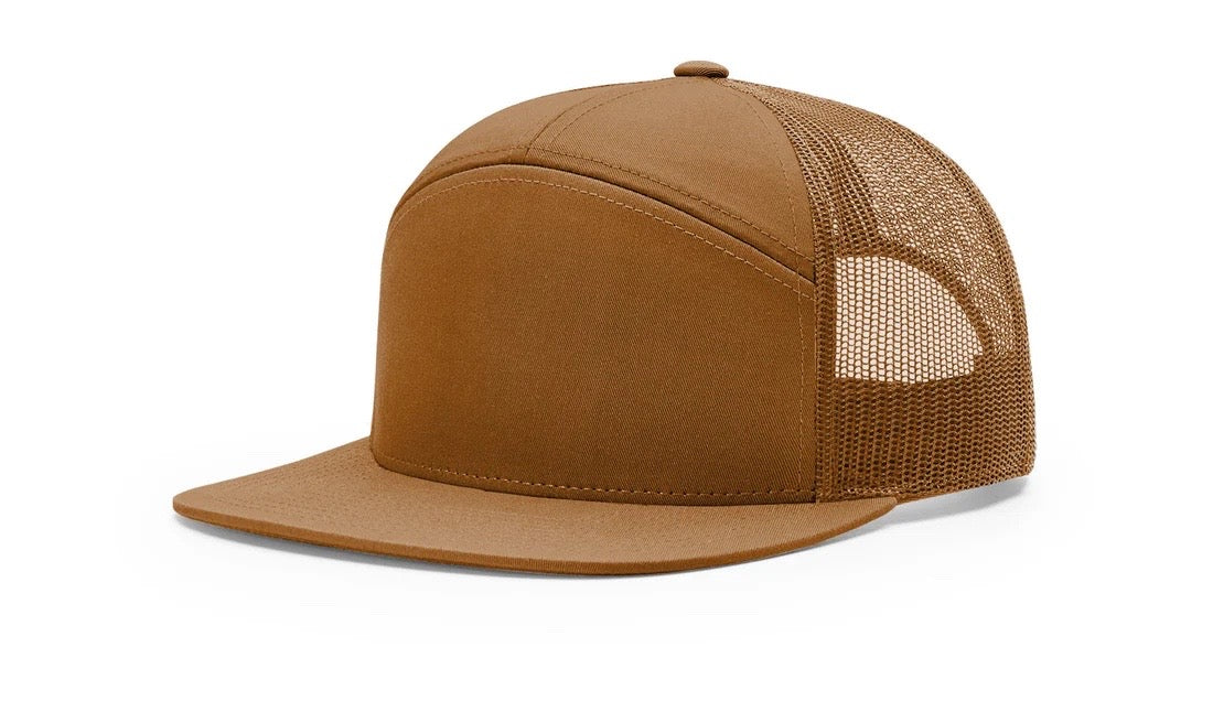 7 Panel Trucker Hat with Leather Patch