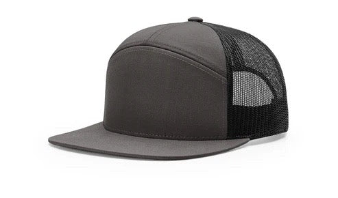 7 Panel Trucker Hat with Leather Patch