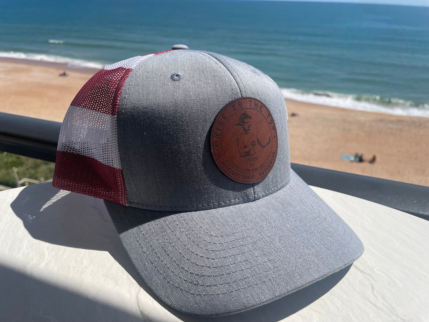 Stars and Stripes Trucker Hat with Leather Patch